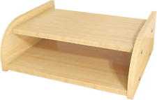 2-tier Wood Desk Organizer - Desktop Office Supplies Storage Wooden Shelf Stora