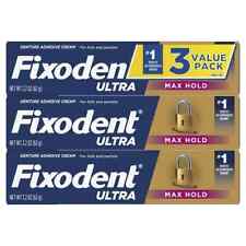 Fixodent Ultra Max Hold Secure Denture Adhesive 2.2oz Pack Of 3 Free Shipping