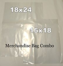 20 Clear Plastic Merchandise Bag Combo 2 Large Sizes 15x18 18x24 1.5 Mil