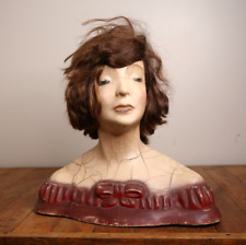 Vintage Mannequin Head Bust Beauty School Hair Wig Display Stand Art Deco Old