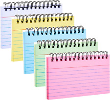 Bowinr 250 Sheets Index Cards With Ring 3x5 Inches Spiral Bound Flashcards Col