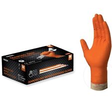 Kingfa Orange Nitrile Disposable Gloves 6 Mil Raised Diamond Texture L Xl