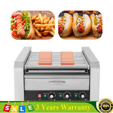 Electric 30 Hot Dog 11 Roller Grill Cooker Machine Wbun Warmer 1560w Silver