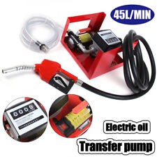 Electric Oil Fuel Diesel Kerosene Transfer Pump Wmeter Hose Manual Nozzle 45lm