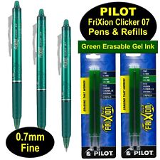 Pilot Frixion Clicker 07 Pens Refills Green Erasable Gel Ink 0.7mm Fine Pt.