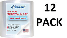 5 X 1000 3 Inch Core 80 Ga 20 Micron Plastic Stretch Wrap 12 Pack