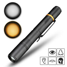 Led Penlight Flashlight Dual Light Source Pen Torch Lamp Medical Examination