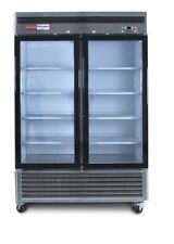 New Refrigerator 2 Double Door Glass Front Reach In Cooler Stainles Merchandiser
