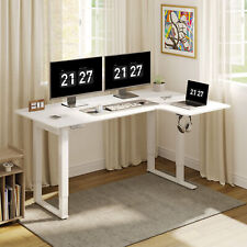 L-shaped Height Adjustable Standing Desk 4 Legs Dual Motors Home Office Desk