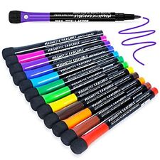 Magnetic Dry Erase Markers Fine Point Tip 12 Colors White Board Marker With Era