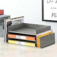 3-tier Office Document Tray Mail Sorter Letter Organizer Rack Rustic Gray Wood