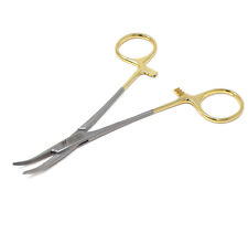 Surgical Mosquito Forceps 5 Hemostat Curved Dental Instruments Gold Handle