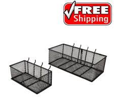 Pegboard Baskets 2 Pack Steel Wire Mesh Garage Wall Organizer Storage Bins Blac