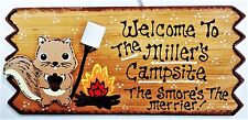 Squirrel Campsite Personalize Sign Plaque Camping Camp Camper Trailer Wood Decor