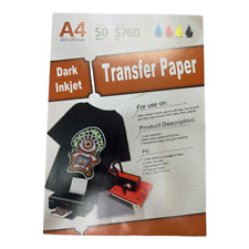 New Inkjet Iron-on Heat Transfer Paper For Dark Fabric 50 Sheets 8.5x 11 A4
