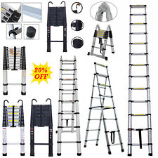 Retractable Extension Ladder 8ft-20ft Telescopic Folding Heavy Duty Climb Sturdy