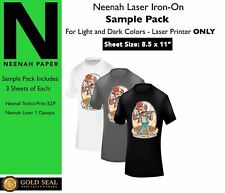 Sample Pack Neenah Laser Iron On Heat Transfer Paper For Light And Dark 8.5x11