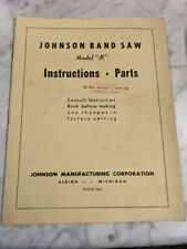 Johnson Band Saw Operator Instruction Service Manual Parts List Book Model B