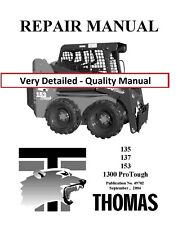 Skid Steer Loader Repair Service Operator Manual Fits Thomas 1300 Protough