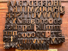 Rare Antique 101 Piece Letterpress Printing Wood Type Serif Font Full Alphabet