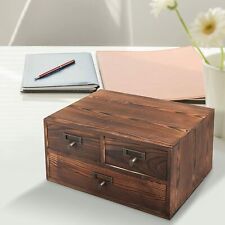 Rustic Dark Brown Wood Office Storage Cabinetjewelry Organizer W 3 Drawers