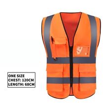 Safety Vest With 5 Pockets Reflective Stripes Hi-vis Construction Work Uniform