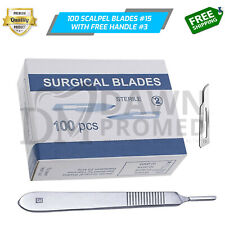 100 Sterile Surgical Blades 15 With Scalpel Handle 3 Medical Ent Dental