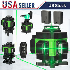 4d 360 16 Lines Green Laser Level Tool Auto Self Leveling With 2 Battery Sets