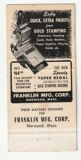 Matchbook Cover - Franklin Mfg. - Norwood Massachusetts - Gold Stamping Machine