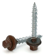 10 Hex Washer Head Roofing Screws Mechanical Galvanized Brown Finish