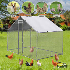 9.8 Ft Metal Walk-in Chicken Coop Cage Outdoor Hen Run House Poultry Backyard