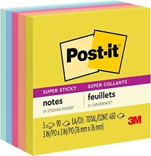 Post-it Super Sticky Notes 3 X 3 Summer Joy Collection 90 Sheetpad 5 1 Pack