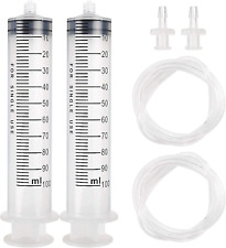 2pcs 100ml Large Plastic Syringe With 2pcs 47in Handy Plastic Tubing And Luer Co