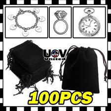 100 Black Velvet Drawstring Velour Pouch Jewelry Baggie Ring Gift Bag Pouch Set