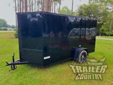 New 2024 6x12 6 X 12 V-nosed Enclosed Black Out Cargo Motorcycle Trailer W Ramp