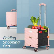 Pink Foldableswivel Wheellockshopping Cart Camping Trolley Collapsible Seat