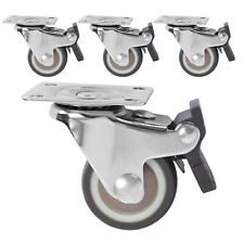 Set Of 4 Heavy Duty Swivel Casters With Brakes Top Plate Tpr Wheels 1 1-12