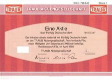 Traub Aktiengesellschaft - Dated 1986 German Stock Certificate - Action Or Aktie