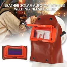 Leather Welding Helmet Mask W Solar Auto Darkening Filter Lens Welder Hood 1pc