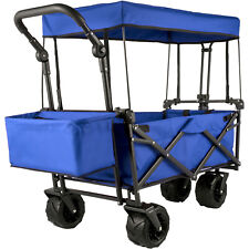 Vevor Folding Wagon Cart Collapsible Garden Cart Wcanopy 220lbs Capacity Beach