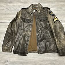 Wilsons M Julian Leather Jacket Mens Small Black Distressed Police Patch 1979