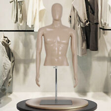 Male Mannequin Realistic Torso Dress Form Plastic Half Body Head Dress Display