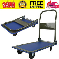 Folding Hand Truck Dolly Cart Wwheels Luggage Cart Trolley Moving 300lbs Blue