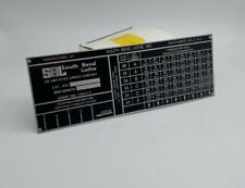 South Bend Lathe Plate 13 Threading Chart Tag 7 78 X 2 34 Chart No. 1541t