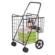 Foldable Utility Shopping Cart Jumbo Basket Grocery Laundry W Wheels