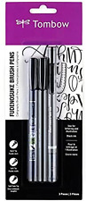 Tombow 62039 Fudenosuke Brush Pens 3-pack. Soft Hard And Twin Tip Markers New
