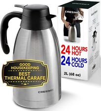 Thermal Coffee Carafe 68 Oz 2 Liters 24 Hours Hot Beverage Dispenser Stainless