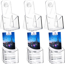 Acrylic Brochure Holder 6 Pack Plastic Trifold 4 Inches Wide Pamphlet Holder...