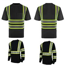 Hi Vis T Shirt Reflective Safety Black Short Long Sleeve High Visibility