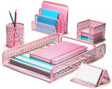 Hudstill Pink Cute Desk Organizer Set For Women And Girls In Art Deco Design ...